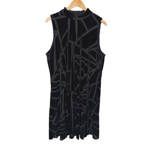 NWT Chico's Velvet Burnout Shift Dress XL Black Mock Neck Geometric Party